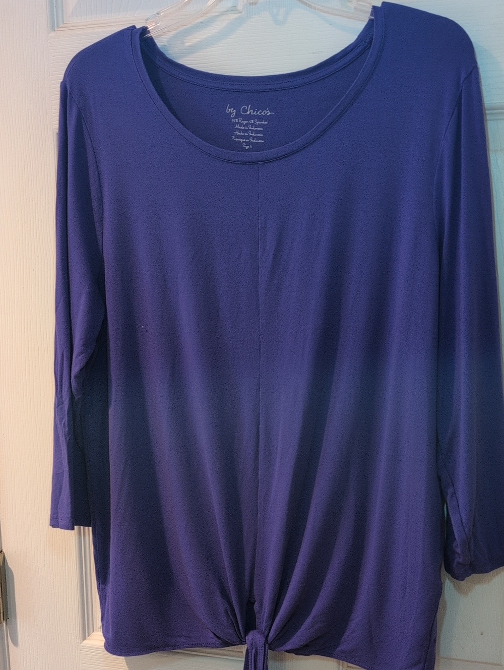Chico's Deep Purple Long Sleeve Tie-Front Top